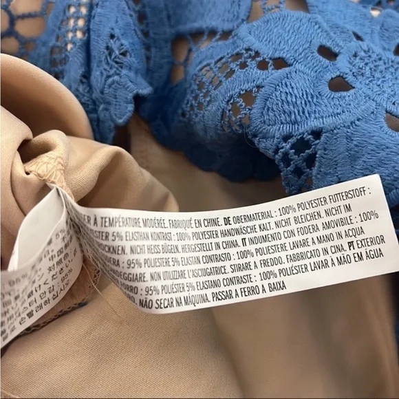 NWOT - Endless Rose - Blue & Nude Lace Strapless Mini Dress - Picture 6 of 9